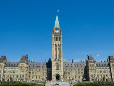 Centre Block, the main building of the Canadian parliamentary complex on Parliament Hill in Ottawa, Ontario, houses the House of Commons, Senate chambers, and offices for members of parliament, senators, and senior legislative administrators.