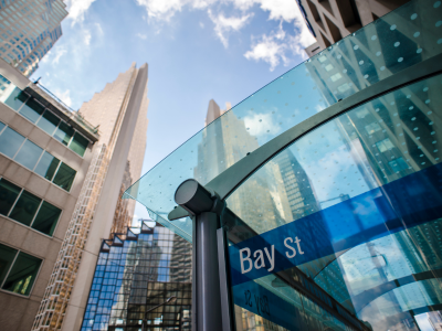 Bay street bus stop in Toronto, Canada